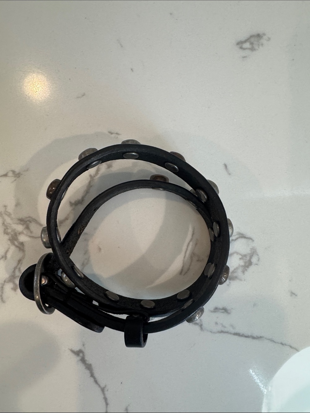 Harley-Davidson Black Leather Skull Stud Bracelet - Picture 2 of 4